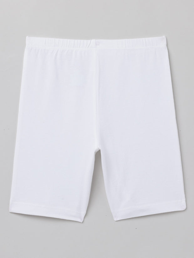 Girls Shorts - Solid White and Pink Combo - Pack of 2
