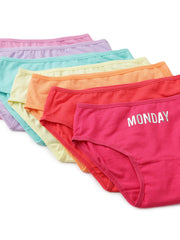 Girls Multicolor Weekdays Printed Brief's (Pack Of 7)