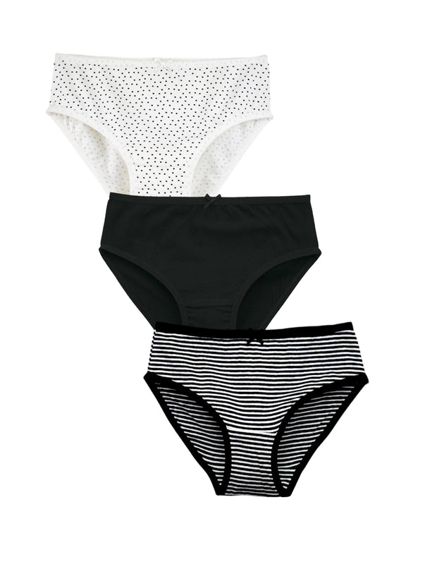 Womens Brief Polka Dot and Stripes Printed Brief Pack of 3