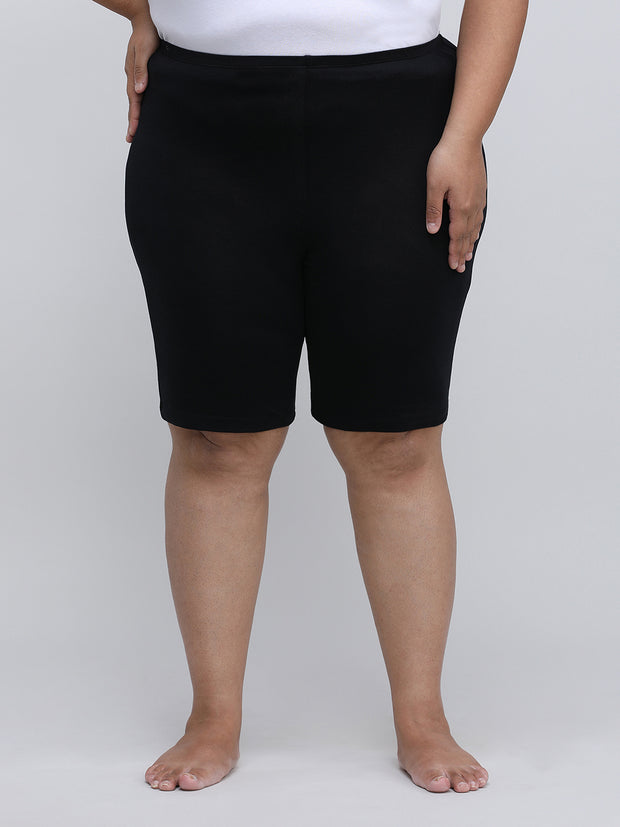 Women's Solid Black Color Inner Shorts