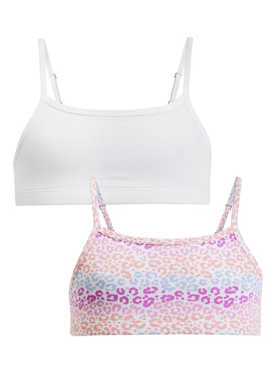 Girls Beginners Bra Leo print & Solid White pack of 2