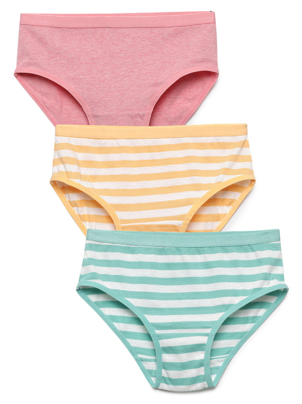 Girls Multicolor Pack of 3 Striped Brief