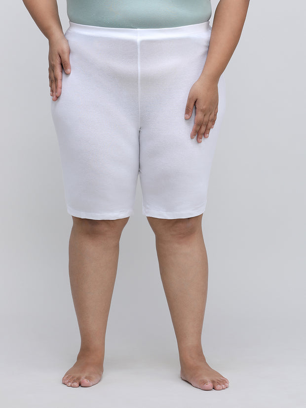 Women's Solid White Color Inner Shorts