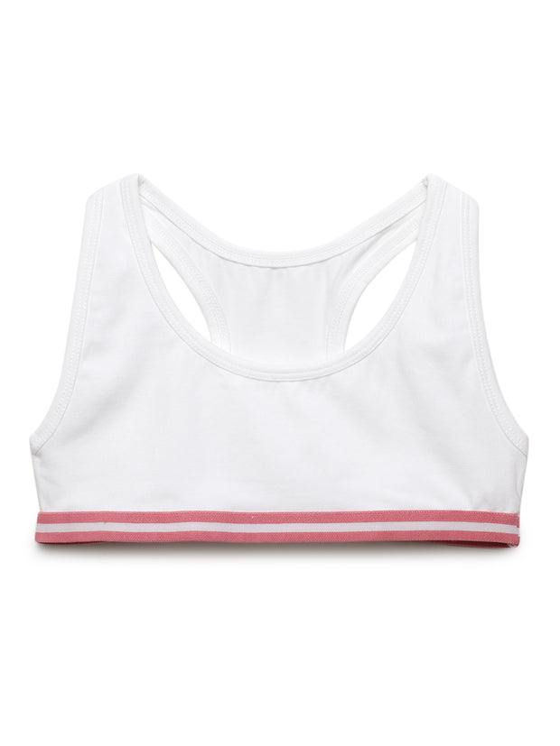 Girls Sports Bra White & Pink Combo Pack of 2