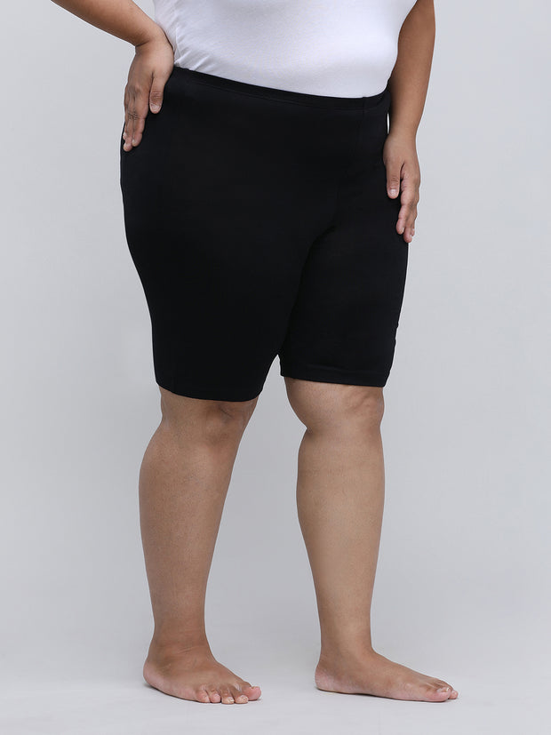 Women's Solid Black Color Inner Shorts