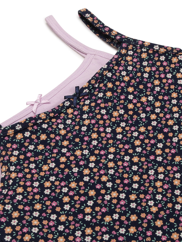 Girls Cami Vests Floral Print pack of 2_Purple