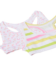 Girls Beginners Sports Bra  Stripes & Rainbow Print Pack of 2