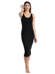 WOMENS SOLID BLACK COLOR INNER  LONG-SLIP