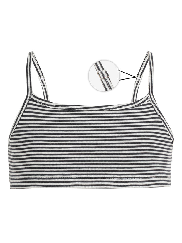 Girls Beginners Cotton Bra Black Stripes and All Over Printed Croptop