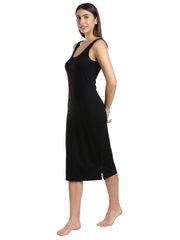 WOMENS SOLID BLACK COLOR INNER  LONG-SLIP