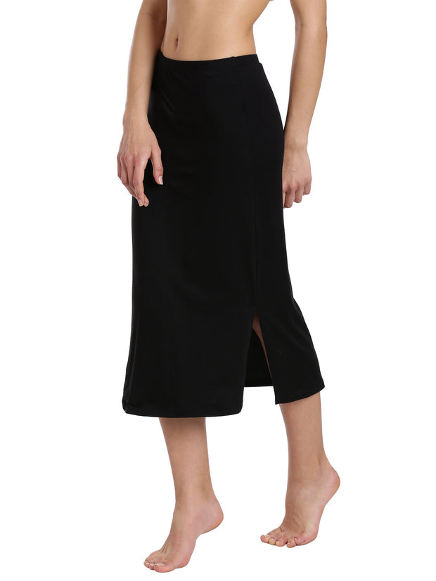 WOMENS BLACK SOLID COLOR INNER LONG SLIP