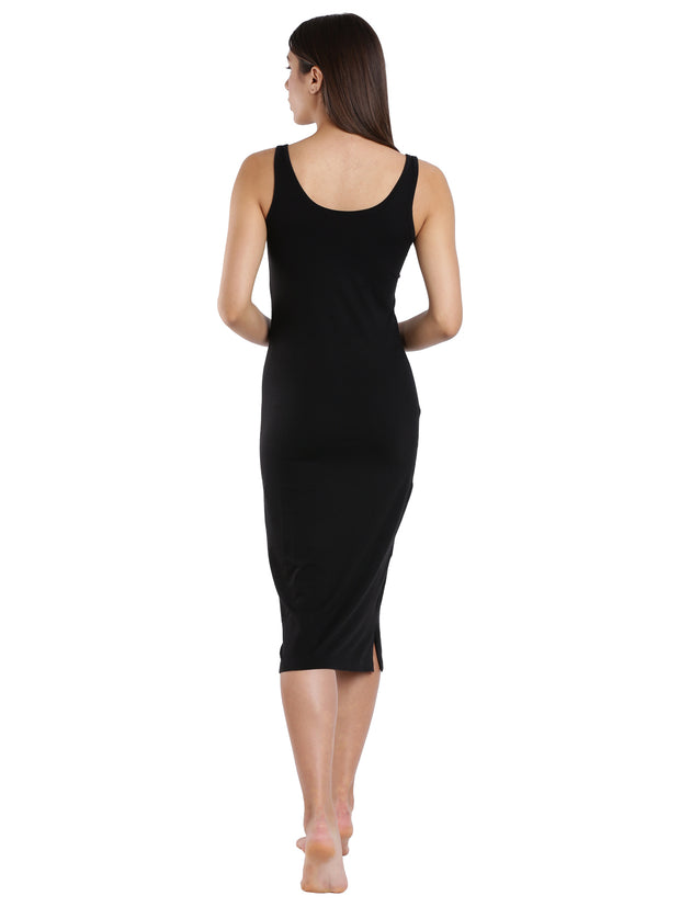 WOMENS SOLID BLACK COLOR INNER KURTHI LONG-SLIP