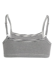 Girls Beginners Cotton Bra Black Stripes and All Over Printed Croptop