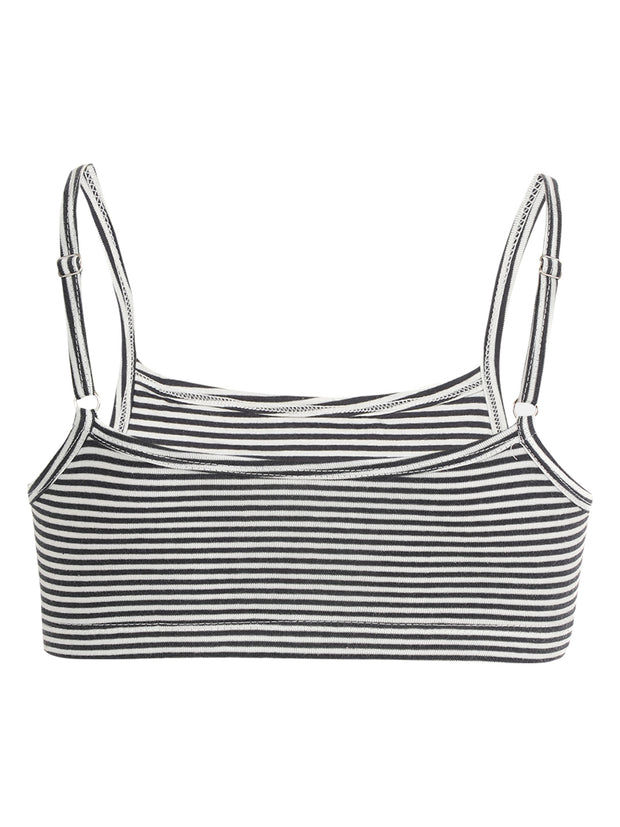 Girls Beginners Cotton Bra Black Stripes and All Over Printed Croptop