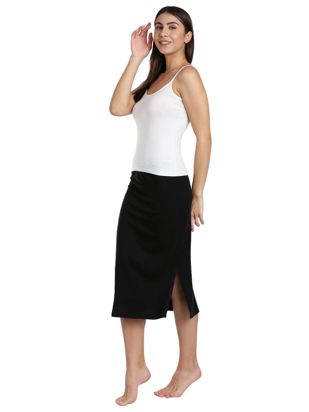 WOMENS BLACK SOLID COLOR INNER LONG SLIP