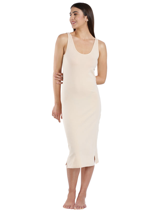WOMENS SOLID BEIDGE COLOR INNER KURTHI LONG-SLIP