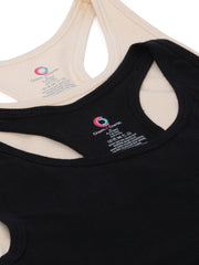 Girls Beginners Sports Bra Beige and Black (Pack of 2)