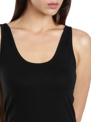 WOMENS SOLID BLACK COLOR INNER  LONG-SLIP