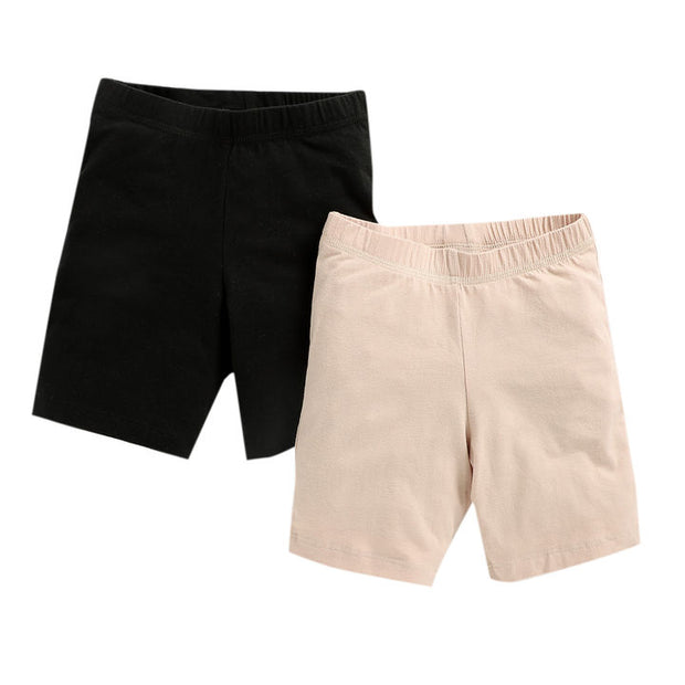 Girls Shorts -  Nude and Black Combo - Pack of 2