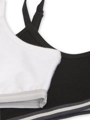 Girls Beginners Bra Black and White (Pack of 2)