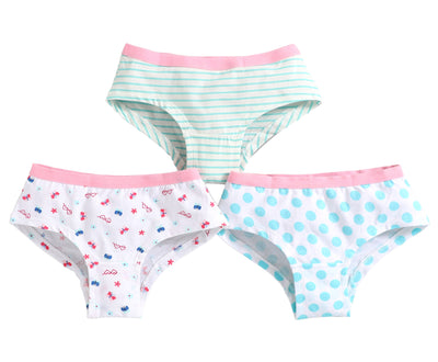 CHARM N CHERISH Girls Hipster Cotton Briefs Pack of 3 (GWHIP24) 2-12 Years Polka Dotted and Stripes - Multicolor